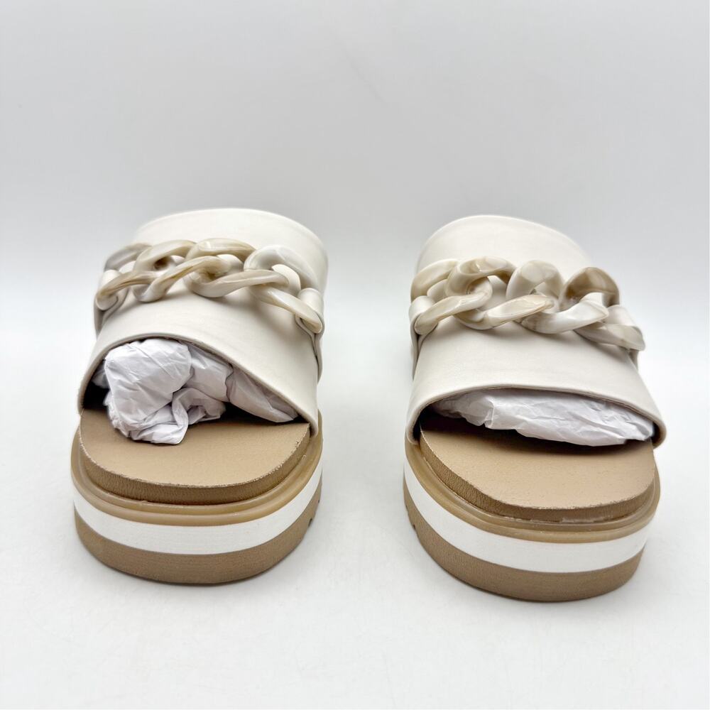Yellow Box Womens Alora Wedge Slide Sandals US 7 M White Tan Vegan Leather NWOB - Picture 8 of 14